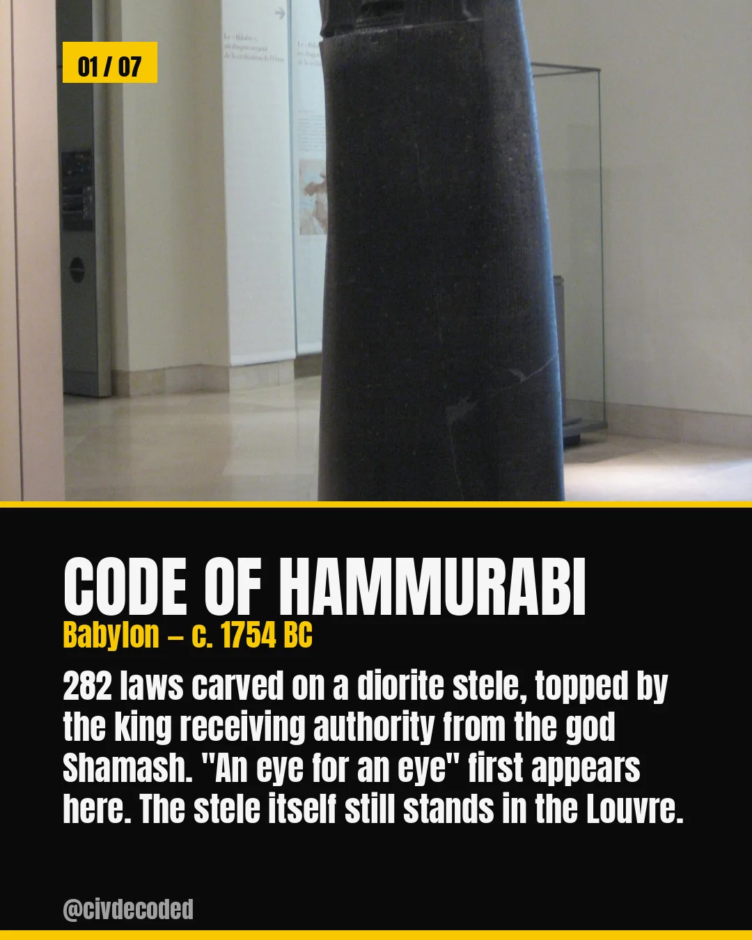 The Code of Hammurabi — Babylon, carved in stone