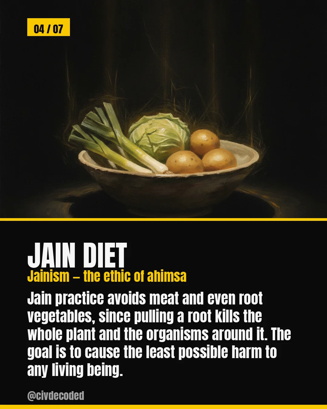 The Jain diet — no root vegetables