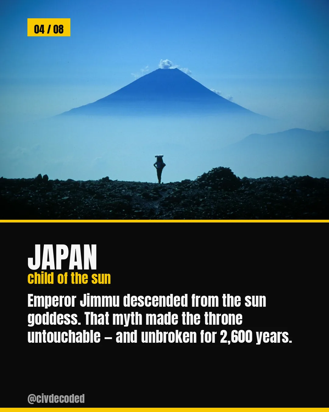 Japan — Emperor Jimmu, child of the sun, descended from the sun goddess