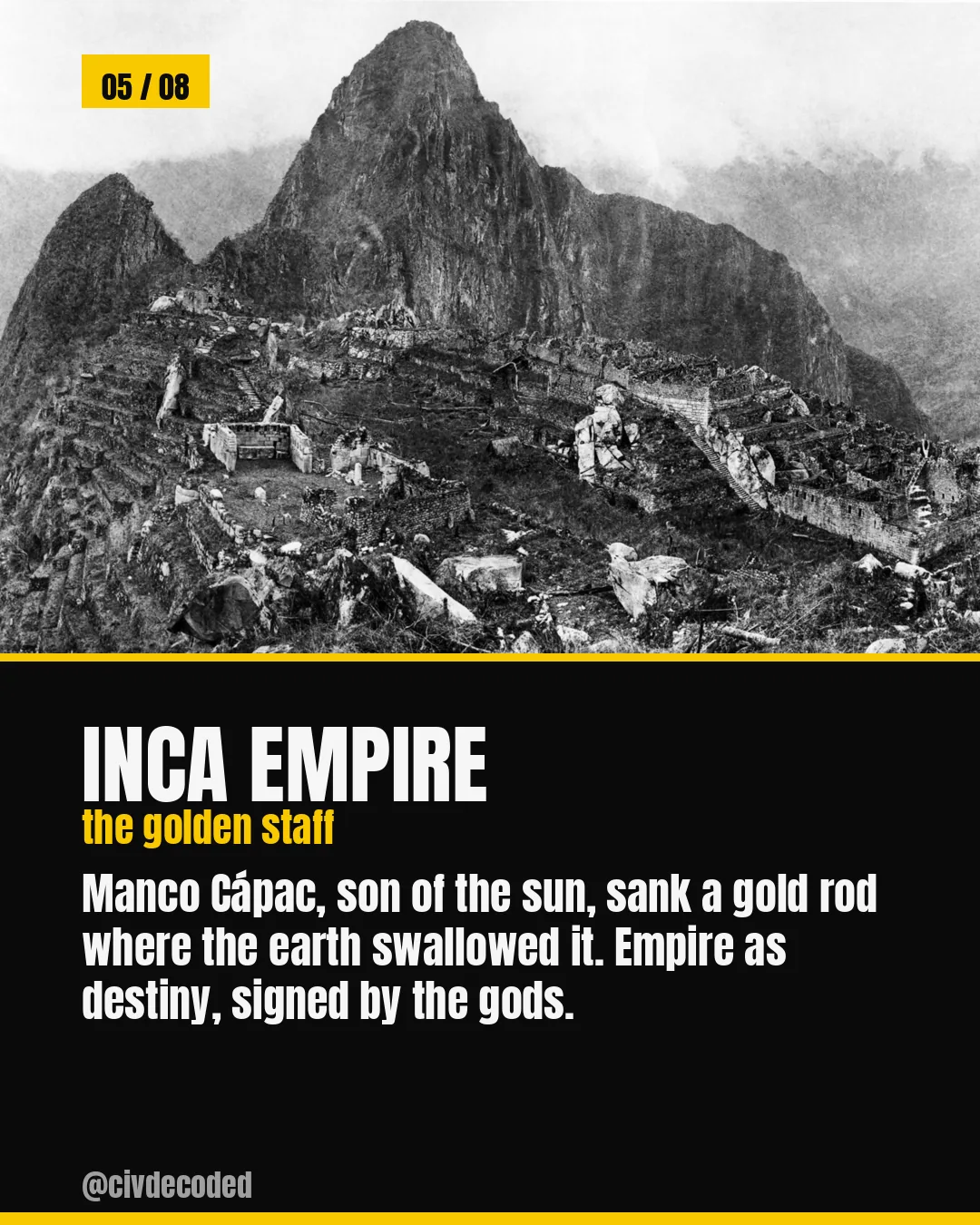 Inca Empire — Manco Cápac, the golden staff, son of the sun