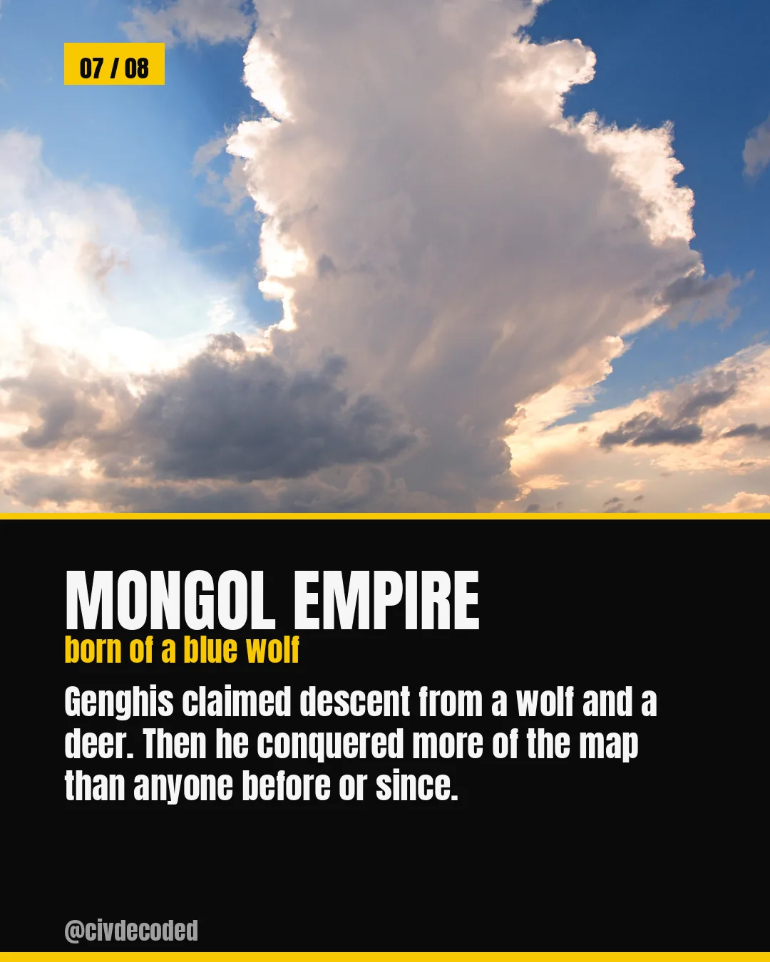 Mongol Empire — Genghis Khan, born of a blue wolf