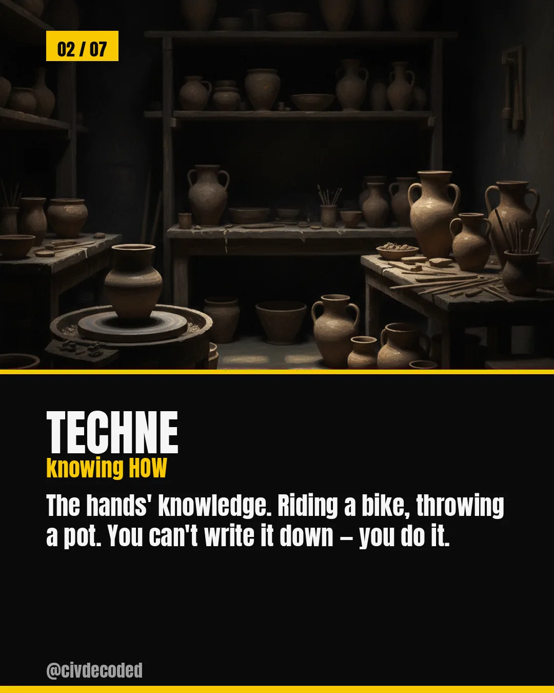 Techne — knowing HOW, the hands' knowledge you can't write down