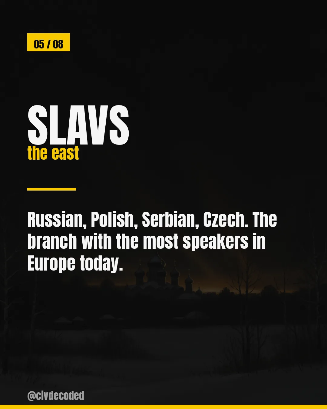 Slavs (the east) — Russian, Polish, Serbian, Czech, the branch with the most speakers in Europe today