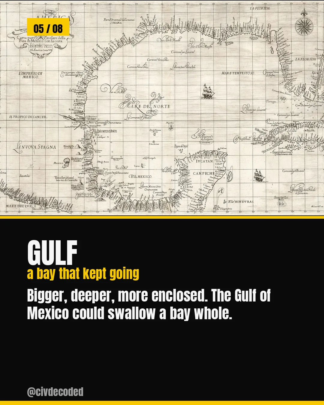 Gulf — a bay that kept going, bigger and more enclosed, like the Gulf of Mexico