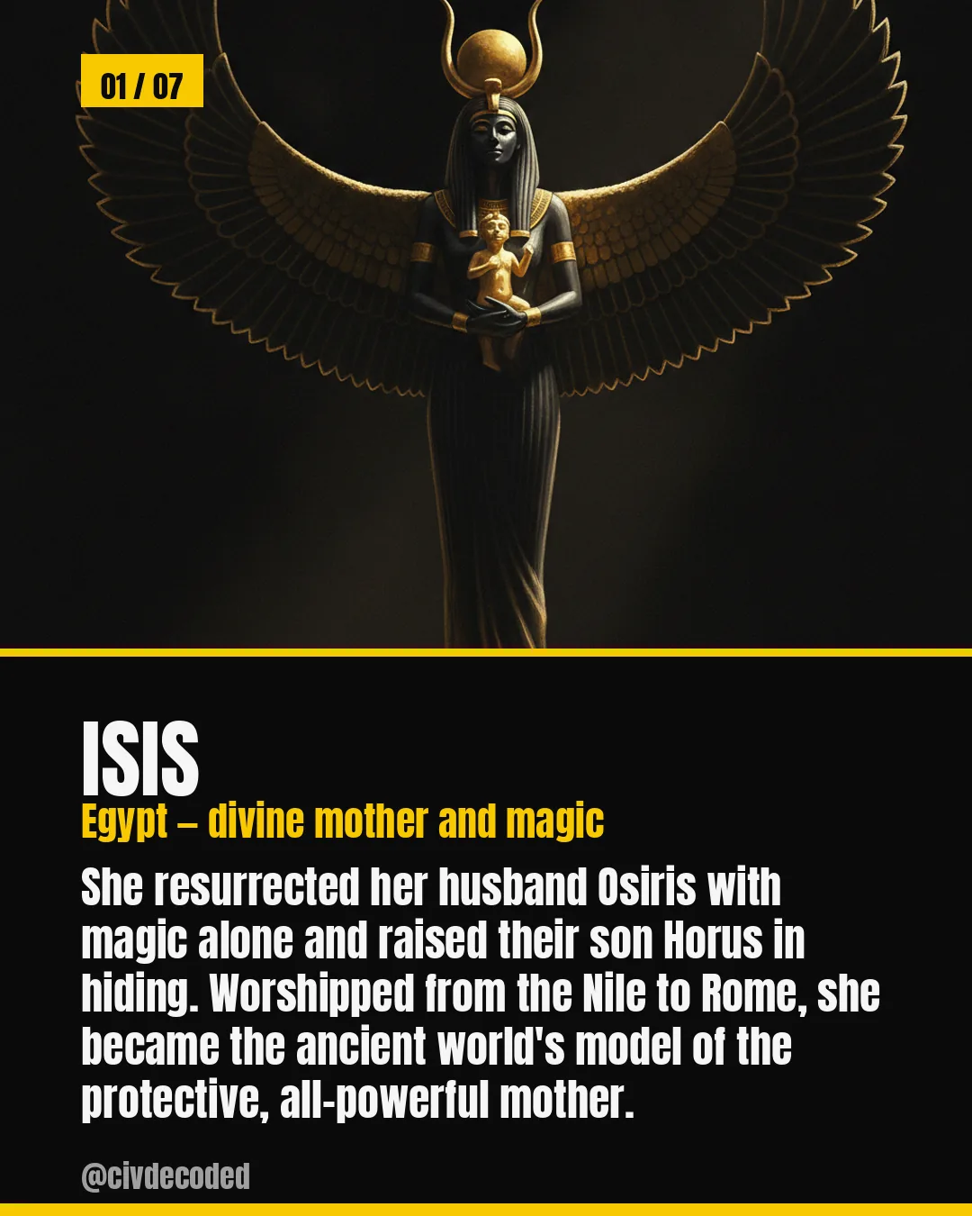 Isis — Egypt's mother goddess, her cult spread across Rome