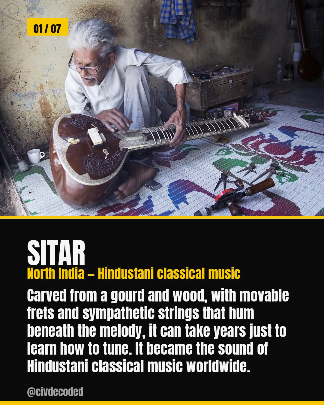 The sitar — India, an instrument that takes decades to master