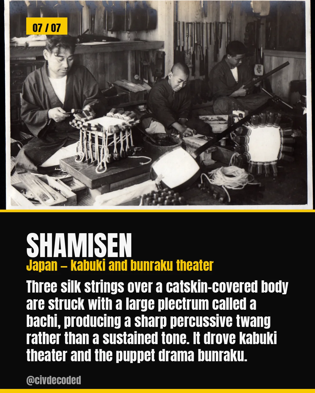 The shamisen — Japan's three-stringed instrument