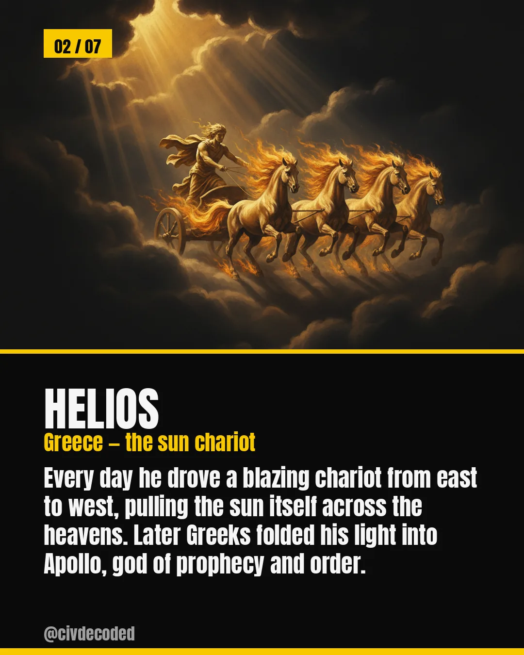 Helios — Greece's blazing sun chariot, later folded into Apollo