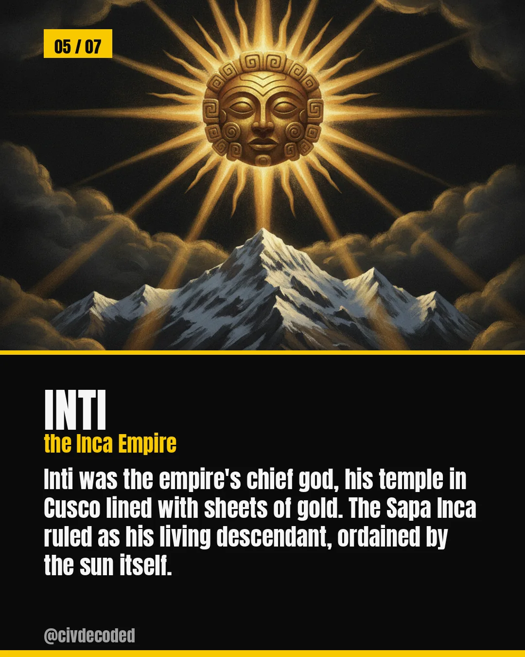 Inti — the Inca Empire's chief god, temple in Cusco lined with gold
