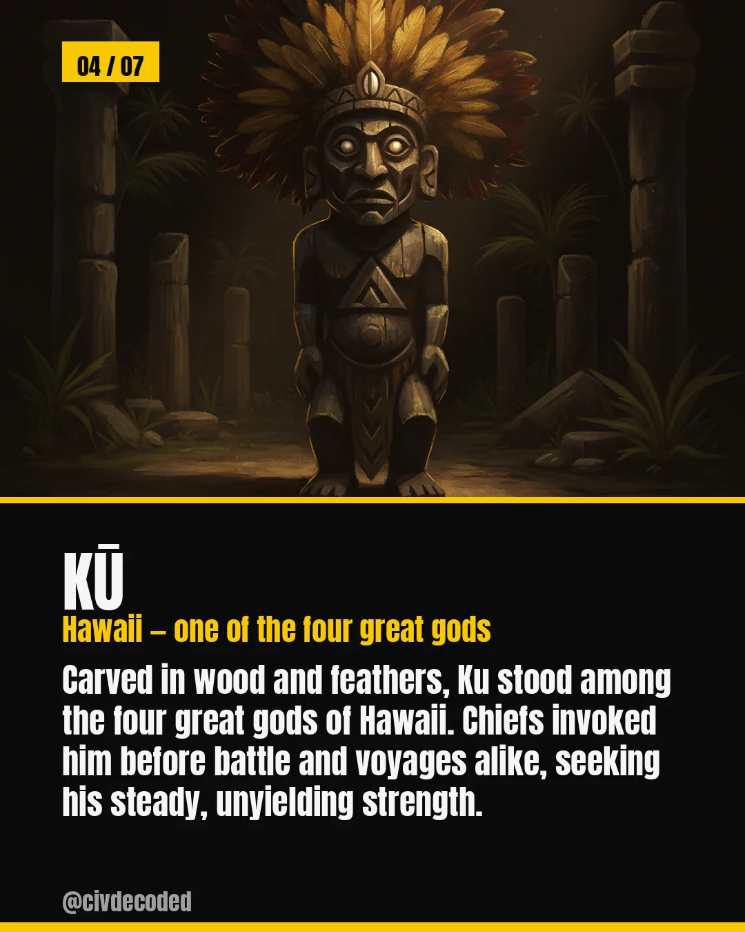 Kū — one of Hawaii's four great gods, invoked before battle and voyages